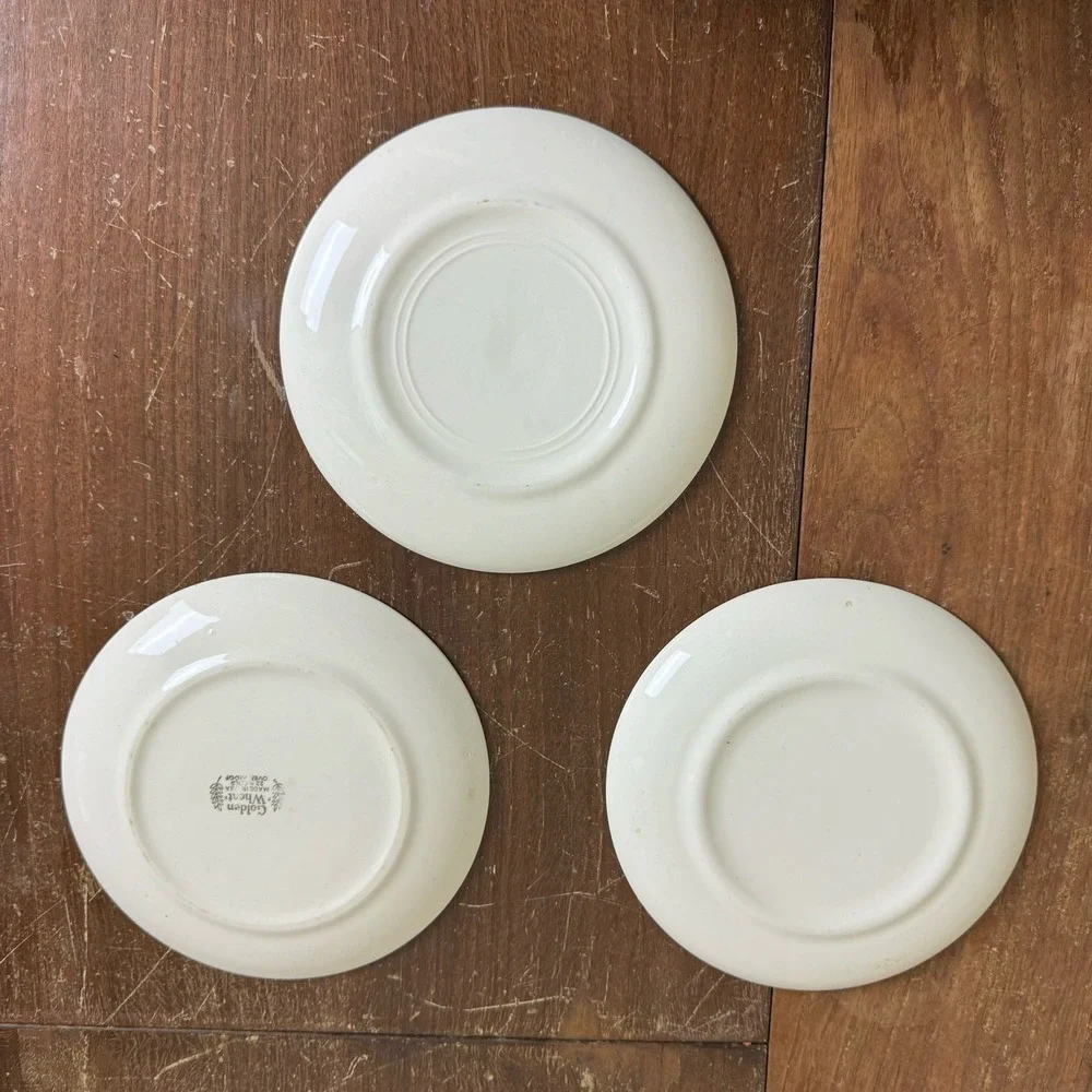 Homer Laughlin Golden Wheat VINTAGE 22K Gold Accent Set of 3 Dessert Bread Plate